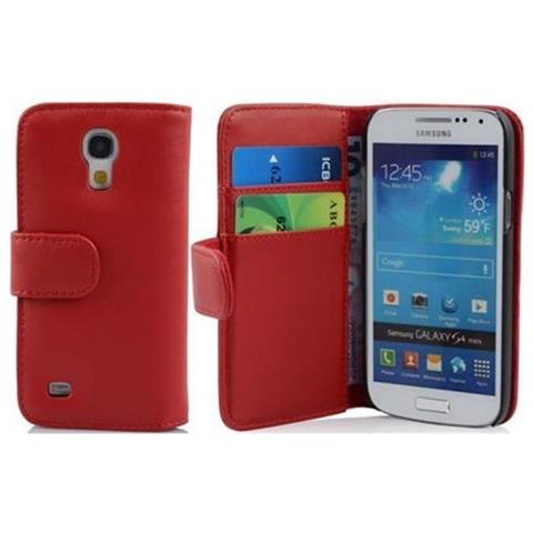 Custodia Compatibile Con Samsung Galaxy S4 Mini In Rosso Chili - Coperchio Protettivo In Similpelle Liscia E Tasca Per Carte Di Credito - Foto 3