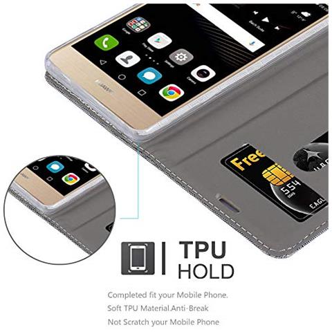 Custodia Compatibile Con Huawei P8 Max In Grigio Chiaro Marrone - Coperchio Protettiva Con Chiusura Magnetica, Funzione Stand E Tasca Per Le Carte - Foto 2