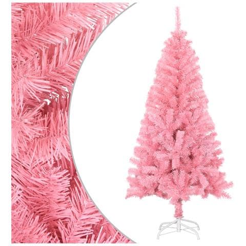 Albero di Natale Artificiale Sottile con Base Rosa 150 cm PVC - Foto 1