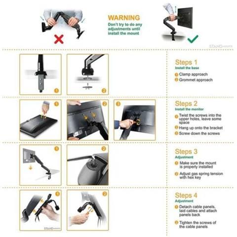 Supporto Monitor Da Scrivania Braccio Monitor Per Schermi Da 17"" - 32"" Pollici Lcd Led Braccio Multi-funzionale; Vesa Max. 100x100mm ; peso Fino 9kg - G100-blk - Foto 3