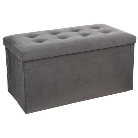 Pouf Doppio Pieghevole In Velluto Lisandre - Grigio - L 75,7 X P 37,5 X H 38 Cm - Foto 1