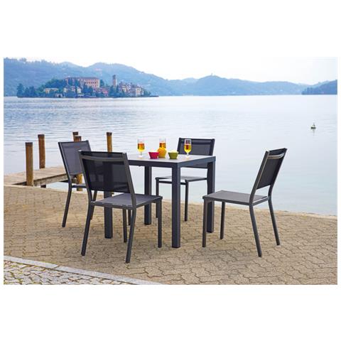 Set Tavolo E Sedie In Alluminio 4 Posti Per Bar Giardini Pizzerie - Foto 1