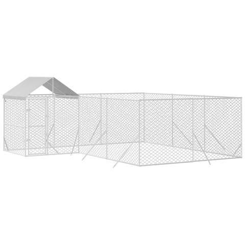 Cuccia Cani Da Esterno Tetto Argento 6x6x2,5 M Acciaio Zincato - Foto 2