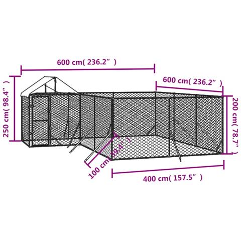 Cuccia Cani Da Esterno Tetto Argento 6x6x2,5 M Acciaio Zincato - Foto 3