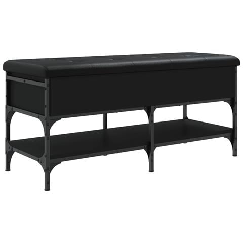 Panca Porta Scarpe Nera 102x42x45 Cm In Legno Multistrato - Foto 2