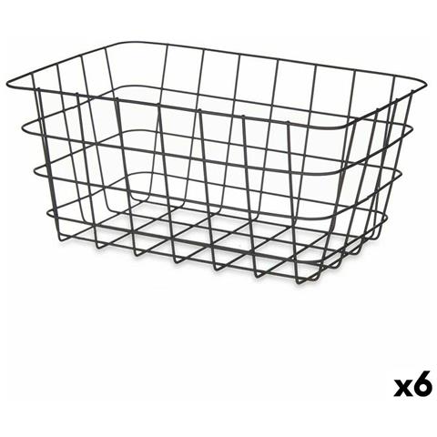 Cestino Multiuso Rettangolare Nero Metallo 30,3 X 14 X 22,5 Cm (6 Unità) - Foto 1