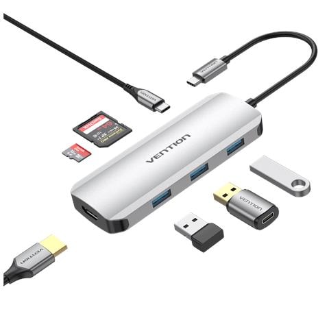 TOJHB replicatore di porte e docking station per laptop Cablato USB 3.2 Gen 1 (3.1 Gen 1) Type-C Grigio, Argento - Foto 1