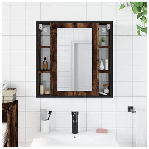 Mobile Bagno Specchio Rovere Fumo 60x16x60 Cm Legno Multistrato - Foto 3