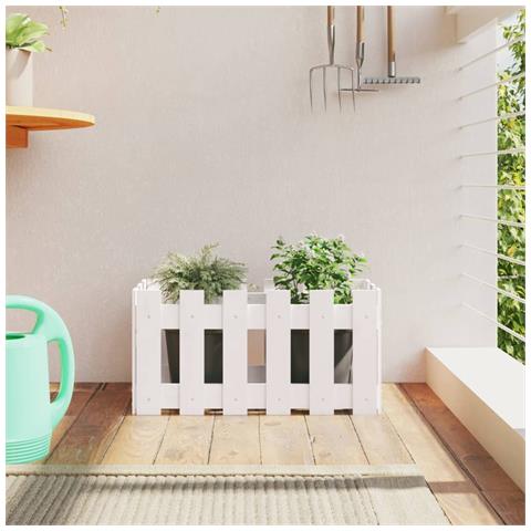 Fioriera Giardino A Recinzione Bianco 60x30x30 Cm Massello Pino - Foto 1