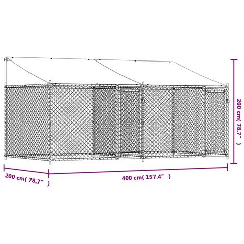 Gabbia Cani con Tetto e Porte Grigia 4x2x2 m in Acciaio Zincato - Foto 8