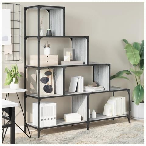 Libreria 4 Ripiani Grigio Sonoma 139x33,5x149 Legno Multistrato - Foto 3