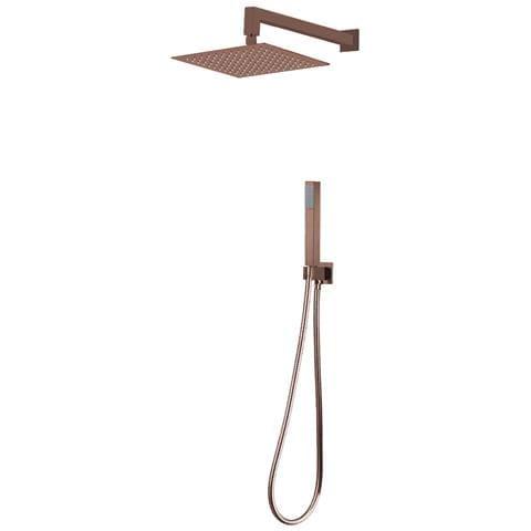 Set Per Doccia Soffione Quadro In Acciaio Inox 25x25 Millimetri Color Oro Rosa *** Finitura- : Oro Rosa - Foto 2