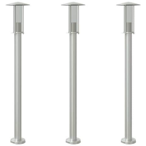Lampade Da Terra Per Esterni 3 Pz Argento 100cm In Acciaio Inox - Foto 2