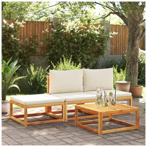 Poggiapiedi Giardino Con Cuscino 65x65x29 Legno Massello Acacia - Foto 3