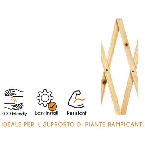 Traliccio Estensibile In Legno Per Piante Rampicanti Recinzione Giardino Balcone 100x300 Naturale - Foto 4