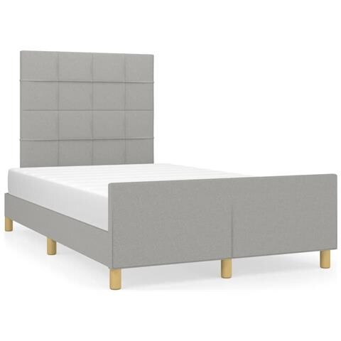 Giroletto Con Testiera Grigio Chiaro 120x190 Cm In Tessuto - Foto 2