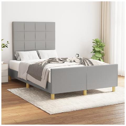 Giroletto Con Testiera Grigio Chiaro 120x190 Cm In Tessuto - Foto 1