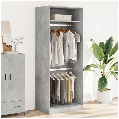 Armadio Grigio Cemento 80x50x200 Cm In Legno Multistrato - Foto 3