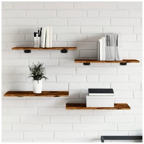 Mensole Parete 4pz Rovere Fumo 60x30x1,5 Cm Legno Multistrato - Foto 1