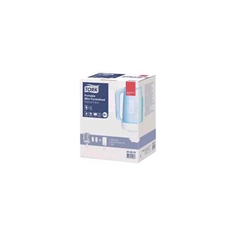 Dispenser Mini Portatile Perasciugamani Ad Estrazione Centrale In Plastica 26.3x18.5x23.9 Cm Bianco Azzurro - Foto 1