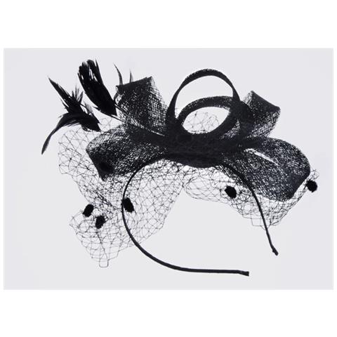 Elegante Cappello Fascinator In Rete Con Piume Black - Foto 1