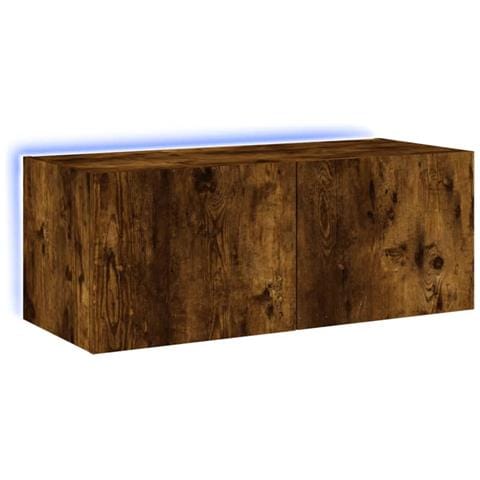 Mobile TV a Parete con Luci LED Rovere Fumo 80x35x31 cm - Foto 1