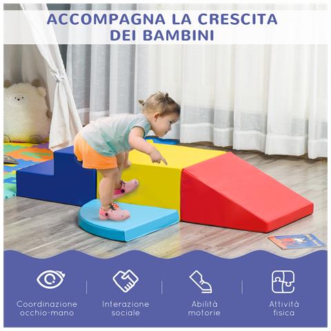 Set 4 Blocchi di Costruzioni Morbidi per Bambini da 1-3 Anni Modulabile, Multicolore - Foto 2