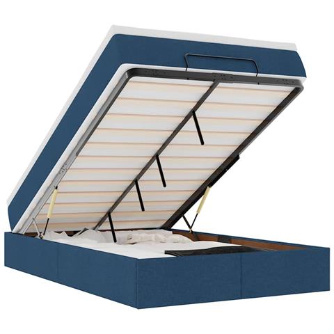 Struttura Letto Pouf Con Materasso Blu 120x190 Cm In Tessuto - Foto 2