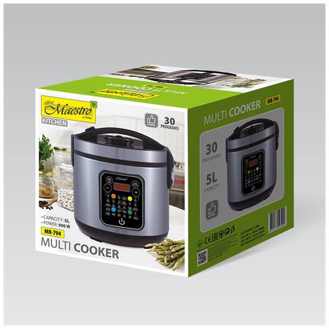 Mr-794 Apparecchio Multi-cottura 5 L 900 W Nero, Acciaio Satinato - Foto 4