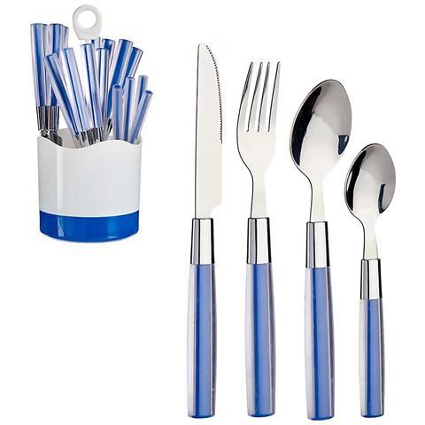 Dam  Set 16 Posate In Acciaio Inox Osc Blu Manico Ps 11x11x25 Cm. Colore Blu - Foto 1