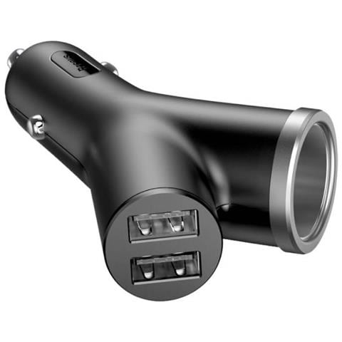 Caricatore Da Auto A Y Con 2 Porte Usb E 2 Accendisigari, Nero - Foto 8