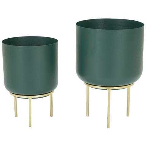 Set Di 2 Vasi Per Piante Mf401 - Verde - Metallo - 20x20x29 Cm - Foto 2