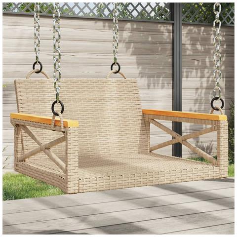 Panchina A Dondolo Beige 63x62x40 Cm In Polyrattan - Foto 8