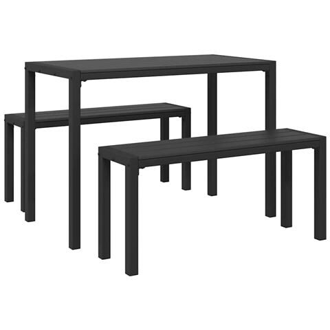 Set da Pranzo da Giardino 3 Pezzi in Acciaio e WPC Nero - Foto 1