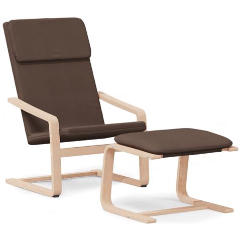 Sedia Relax con Poggiapiedi Marrone Scuro in Tessuto - Foto 1