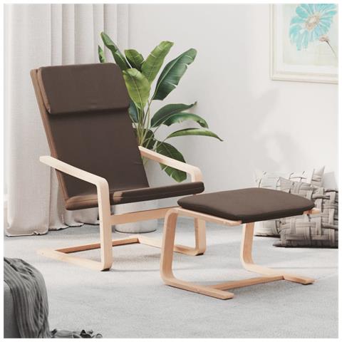 Sedia Relax con Poggiapiedi Marrone Scuro in Tessuto - Foto 2