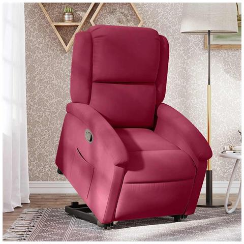Poltrona Alzapersona Reclinabile Rosso Vino in Velluto - Foto 2