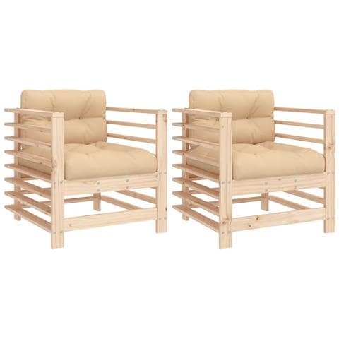 Sedie da Giardino con Cuscini 2 pz Legno Massello di Pino - Foto 1