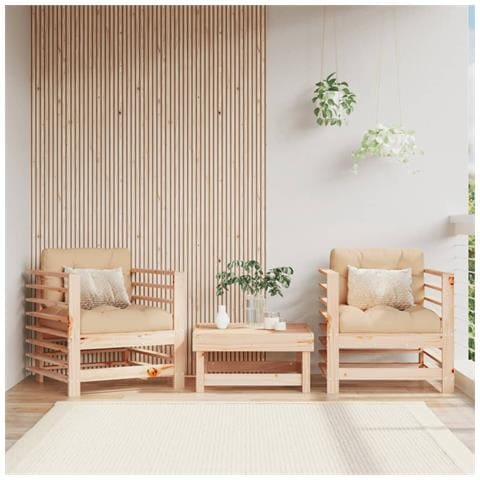 Sedie da Giardino con Cuscini 2 pz Legno Massello di Pino - Foto 2
