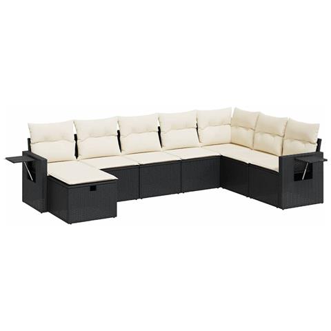 Set Divani da Giardino con Cuscini 8 pz Nero in Polyrattan - Foto 1