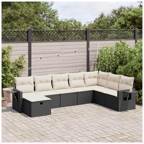 Set Divani da Giardino con Cuscini 8 pz Nero in Polyrattan - Foto 2