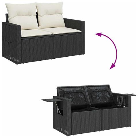 Set Divani da Giardino con Cuscini 8 pz Nero in Polyrattan - Foto 9