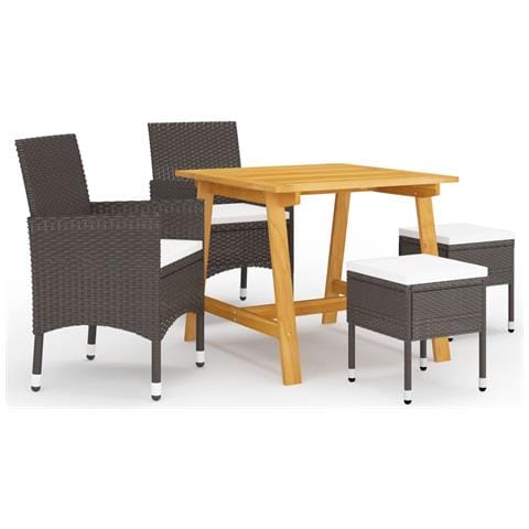 Set Mobili da Pranzo per Giardino 5 pz Marrone - Foto 1