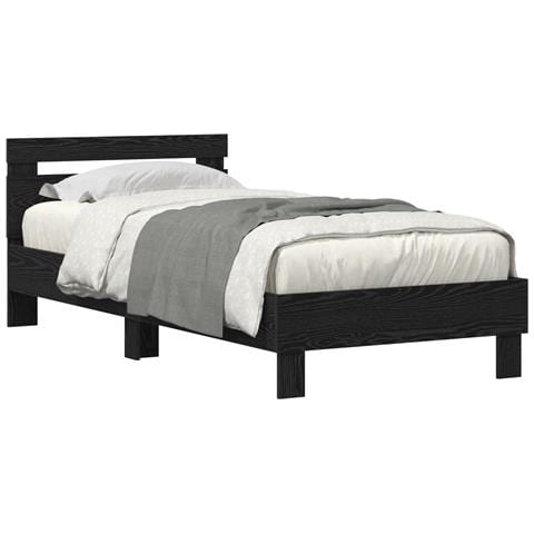 Struttura Letto  con Luci a LED Nero Rovere 90x200 cm Legno Ingegnerizzato - Foto 1