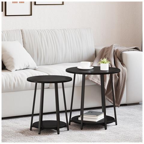 Set di Tavolini 2 pz in legno ingegnerizzato e metallo nero - Foto 2