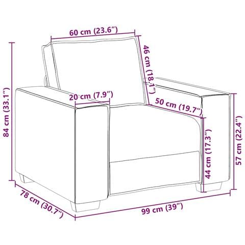 Poltrona Divano Grigio Nuvola 60 cm Tessuto - Foto 9