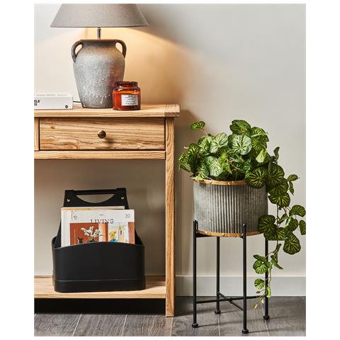 Vaso Per Piante Rialzato Feuille Metallo 26 Cm Grigio - Foto 1