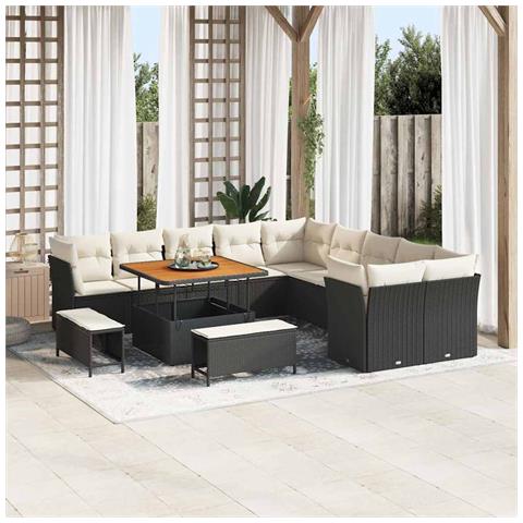 Set Divano da Giardino 13 pcs Nero e crema 100 x 100 x 71 cm - Foto 2