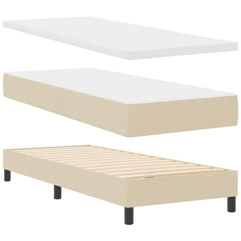Letto box spring con materasso Crema 80 x 200 cm Tessuto - Foto 1