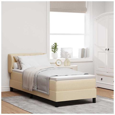 Letto box spring con materasso Crema 80 x 200 cm Tessuto - Foto 2